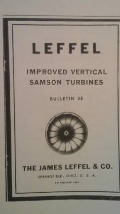 Improved Vertical Samson Turbines Bulletin 38, by James Leffel &amp; Co.