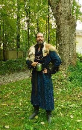 King James (James Kimball), property owner and founder of the Sparta Renaissance Festival, took a moment to strike a royal pose