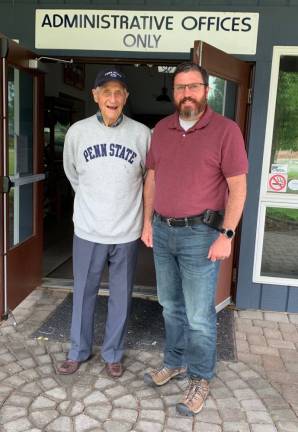 Aldo, left, with fairgrounds Manager Mike Richards. Photo provided.