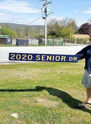 Temporary blue and gold street signs honor the Class of 2020 (Photo provided)