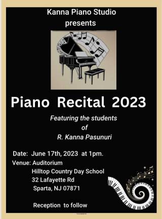 Piano recital set for Saturday