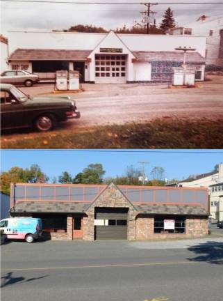 Carl's Auto Body in October 1981 and the same building in October 2019.
