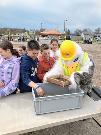 Students learn about recycling, waste management Sammy the Safety Seagull, the Sussex County Municipal Utilities Authority’s mascot, learns with students April 15 at the authority’s 18th annual Earth Day Celebration. (Photos provided)