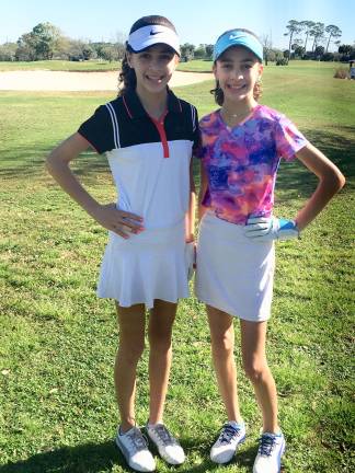 Barton twins shine on the links Lucy Barton in the white hat and Chloe Barton in the blue Photo provided