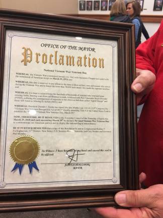 Sparta honors its Vietnam vets The proclamation presented to the VFW