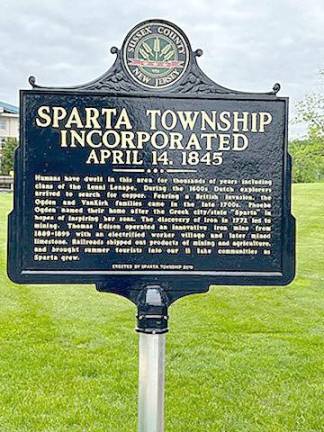 Earlier this year, the Sussex County Board of County Commissioners awarded Sparta an historical marker newly installed by Sparta Town Hall.
