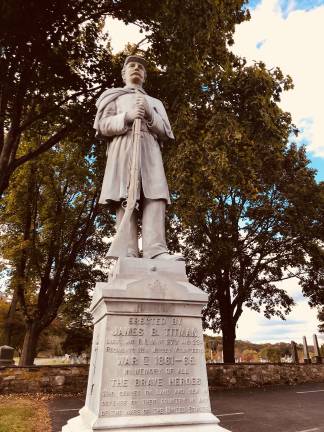 Glad for a better view of Sparta's standing soldier Standing Soldier monument in Sparta: "Erected by James B. Titman, Liet. and R.O.M. of the 27th and 33rd Regiments New Jersey Volunteers, in memory of all the brave heroes who served on land and sea in defense of their country in any of the wars of the United States."