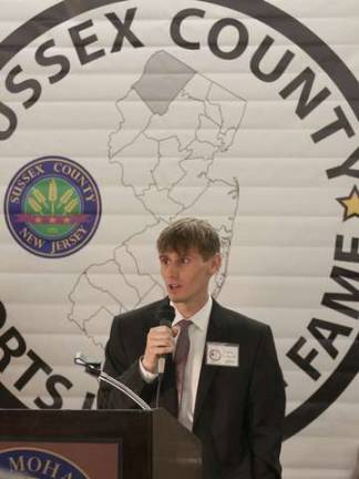 The chosen few Class of 2014 Justin Scheid speaks during the ceremony after being inducted into the Sussex County Sports Hall of Fame Class of 2014.