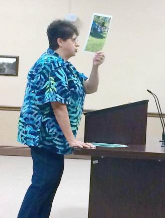 Jessica Paladini addressing the Vernon Township Council in 2017. (File photo by Diana Goovaerts)