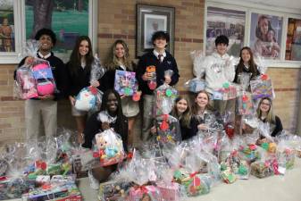 Pope John XXIII Regional High School students and faculty donate more than 100 toys to patients at Goryeb Children’s Hospital in Morristown. (Photos provided)