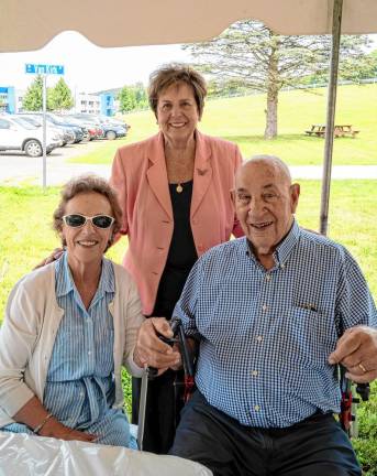 Photos: 80th birthday party Christine and Ed Fritsch with Marjorie Strohsahl, standing, at her 80th birthday party at the Van Kirk Homestead Museum in Sparta. Strohsahl is a co-founder of the Sparta Historical Society, and t.he Fritsches are founding members.