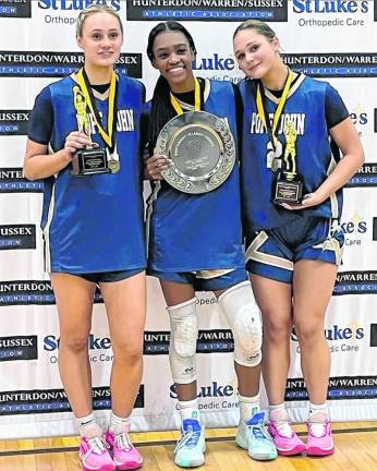 From left are sophomore Addison Platt, sophomore Mia Washington and freshman Kaitlyn Platt. Washington was named Most Valuable Player in the Hunterdon/Warren/Sussex championship game. (Photo provided)