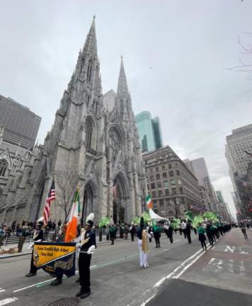 Band makes 12th appearance in NYC St. Patrick’s Day Parade The Vernon Township High School Viking Marching Band marches March 17 in the St. Patrick’s Day Parade in New York City. (Photos provided)