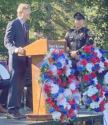 The Sussex County Community College president, Dr. Jon Connolly, welcomed the crowd with a compelling speech (Photo by Laurie Gordon)