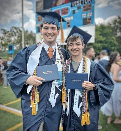 Top students are best friends Sparta High School salutatorian Rowan Mendel, left, and valedictorian Tyler Harms. (Photos provided)