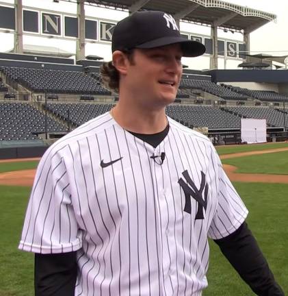 Mets and Yankees In Race...Towards the Bottom <b>Yankees ace Gerrit Cole, the 2023 American League Cy Young Award Winner, injured his arm in spring training and is expected to be sidelined for two months.</b> Photo: YES Network/Wikimedia Commons