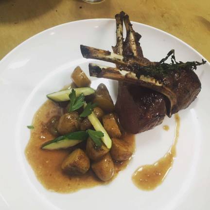 Andre's Restaurant settling in on Seneca Lake Grilled rack of lamb with a Madeira reduction.