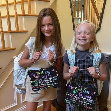 Sparta students start new school year SK4 Charlotte and Sophia ready for fifth and fourth grade, respectively.