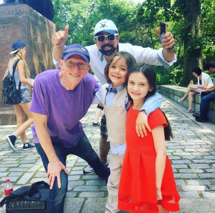 Seven-year-old actor makes movie debut From left, "The Last" director Jeff Lipsky, one of the film's producers Gary Sales, Jagger Nelson and young actress Sami Bray, who ids also currently appearing on Broadway in 1984.