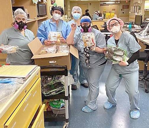 Nursing staff Hackettstown Hospital express thanks for food and PPE donations.