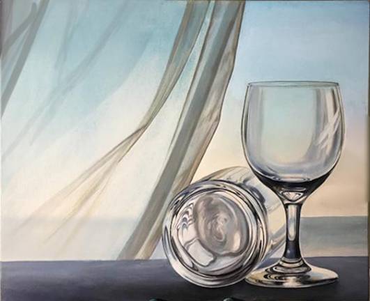 Elaine Kurie art on exhibit at George Segale Studio Glasses and the Sea by Elaine Kurie.