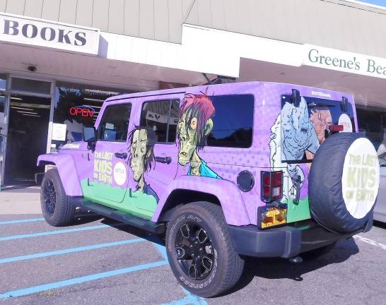 4- Big Mama, a character: in the popular Last Kids on Earth book series, is parked outside of Sparta Books on Tuesday, Sept. 17, 2019, as her creator, author Max Brallier visits with young fans at Sparta Books.
