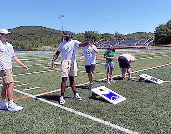 Fun on the Sparta turf with the football team and Unified Sports (Photo by Laurie Gordon)