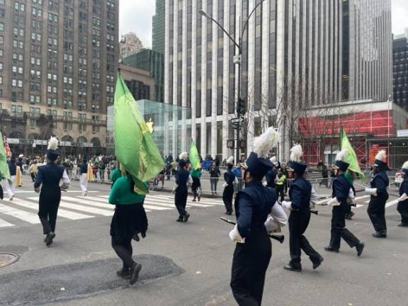 Band makes 12th appearance in NYC St. Patrick’s Day Parade The Vernon Township High School Viking Marching Band marches March 17 in the St. Patrick’s Day Parade in New York City. (Photos provided)