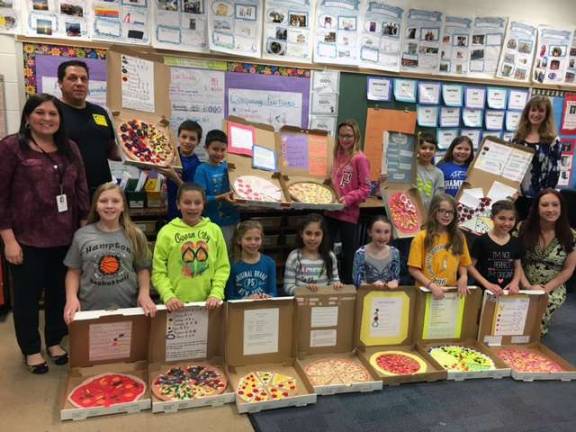 McKeown School fourth-graders top off pizza-slice fraction projects McKeown School fourth-graders top off pizza-slice fraction projects