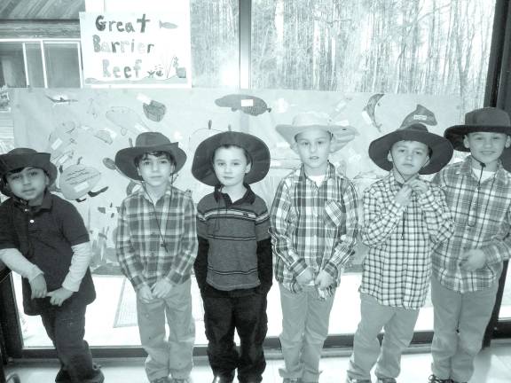 Students celebrate Australia Day Pictured from left to right are Aroosh Patel, William Antunes, Eamon Coletta, Ryan Arapkiles, Preston Pirrillo and Justin Arapkiles.