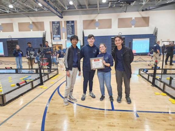 Members of Sparta team 5249 S “Zepherus” are, from left, Mahanth Chintha, Nate Rogoff, Laura Scheri and Andrew Reza. Michael Ginsberg is not pictured.