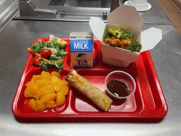 Local schools to offer free breakfast and lunch to all students A General Tsaos lunch at Monroe-Woodbury School District.
