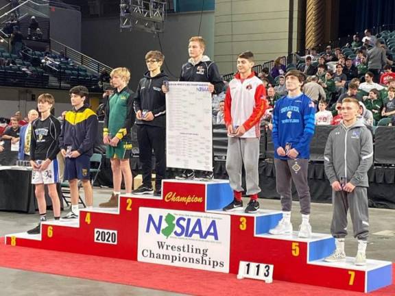 Cooper Stewart takes 5th place in the State Wrestling Championships.