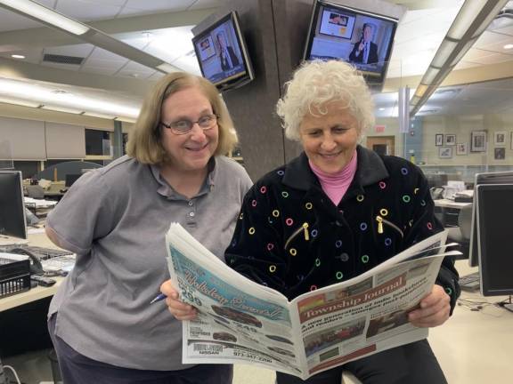 New editor takes over the helm of Sparta Independent Editor Kathy Shwiff, left, with Publisher Jeanne Straus.