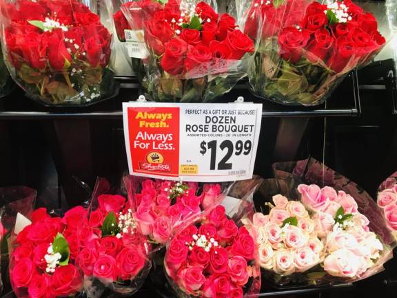 A dozen fresh roses for $12.99 at the flower department at ShopRite of Sparta.