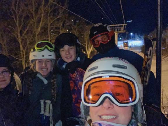 KRHS Ski Club (From left to right) Jessica Boccuzzo, Reagan DeCaro, CJ Orrico, Andy Jakob, and in the front Ashley Bode.