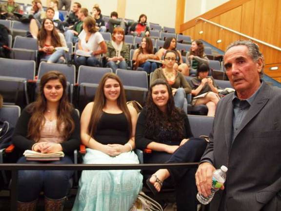 A bit of Hollywood comes to the high school Seniors Tamara Anaie, Kezia Santos, Meghan Salmeri and actor Artie Pasquale.