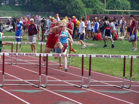 Shannon McEvoy in action at High Point Regional HS in 2007. She is nominated for outstanding performances in track and field and in soccer.