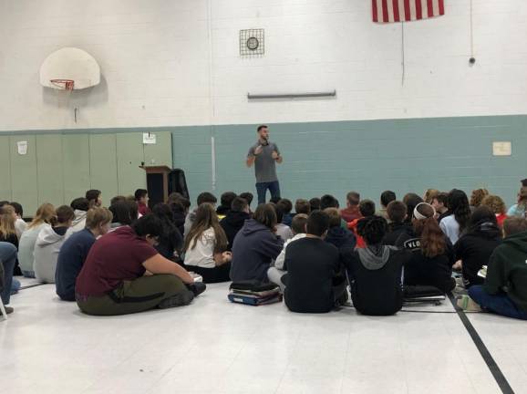 Tom Tice of Warrior Strong speaks to Hopatcong Students