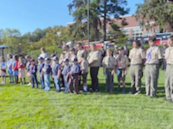 The Boy Scouts and Cub Scouts led the Pledge of Allegiance (Photo by Laurie Gordon)