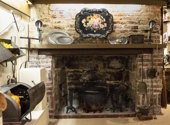 Hearth at the Van Kirk Homestead Museum.