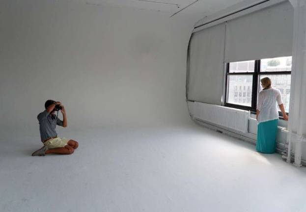 Photo courtesy of Jen Kucher-Csatlos Stephen Vocaturo shooting Christy Graham in the studio white room