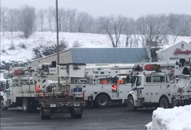 'Like a war zone:' First storm of the season wreaks havoc About two dozen power trucks currently waiting in Sussex County Mall lot in Newton for the nod to go out on the road Wednesday as residents all over the county grow more and more frustrated and remain without power.