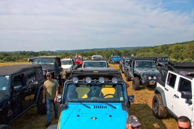 Wheelers for the Wounded trail ride Jeeps lined up and ready