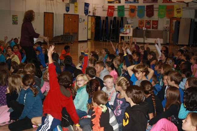 Author visits with Alpine Elementary students Question and answer session with the students.