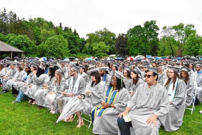 A touch of adversity Graduates listen to speakers during the 38th annual commencement ceremony Wednesday, May 14 at Sussex County Community College in Newton. (Photo by Maria Kovic)