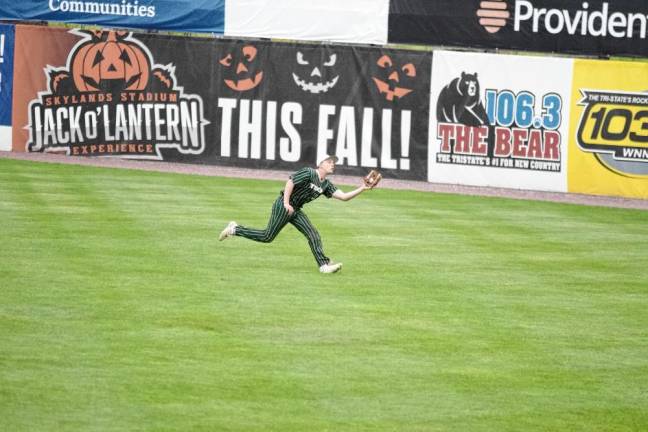 Sussex Tech outfielder Gabe Nardini makes a catch early in the game.