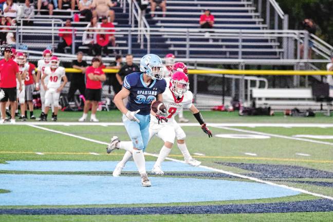 Vernon shuts out Dover <b>FB1 Sparta High School running back Brady Shagawat on a run in the game against Lakeland at home Friday, Sept. 5. He scored two touchdowns and the Spartans won, 34-7. (Photos by George Leroy Hunter)</b>