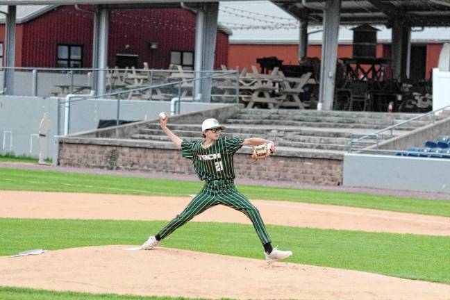 Sussex Tech starting pitcher Hunter Lowery is ready to pitch.