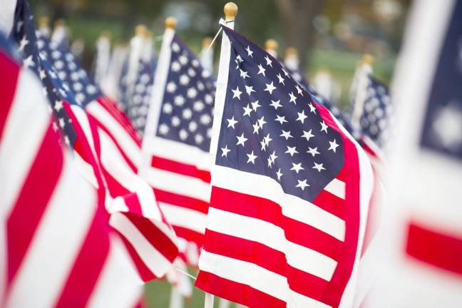 American stars and stripes flags in detail